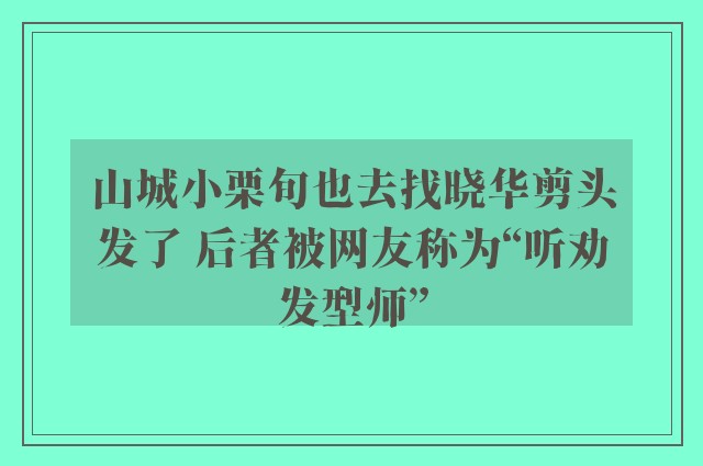 山城小栗旬也去找晓华剪头发了 后者被网友称为“听劝发型师”