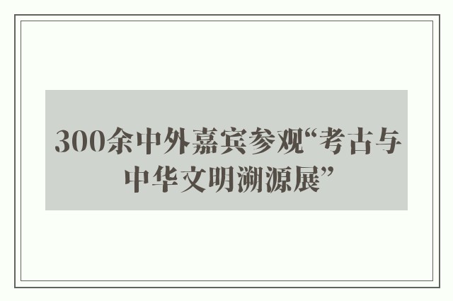 300余中外嘉宾参观“考古与中华文明溯源展”